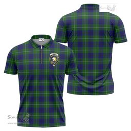 ScotsTee Shop Scottish Oliphant Modern Clan Crest Tartan Zipper Polo Shirt