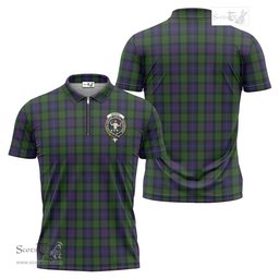 ScotsTee Shop Scottish Murray of Atholl Clan Crest Tartan Zipper Polo Shirt