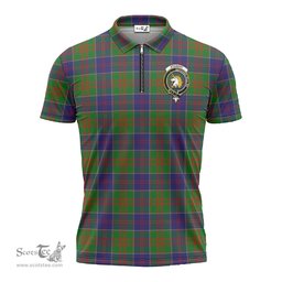 ScotsTee Shop Scottish Stewart of Appin Hunting Modern Clan Crest Tartan Zipper Polo Shirt