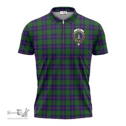 ScotsTee Shop Scottish Shaw Modern Clan Crest Tartan Zipper Polo Shirt
