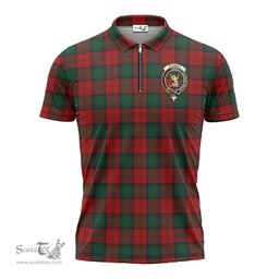 ScotsTee Shop Scottish Stewart of Atholl Clan Crest Tartan Zipper Polo Shirt
