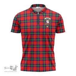 ScotsTee Shop Scottish Ruthven Modern Clan Crest Tartan Zipper Polo Shirt