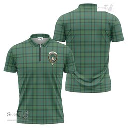 ScotsTee Shop Scottish Ross Hunting Ancient Clan Crest Tartan Zipper Polo Shirt