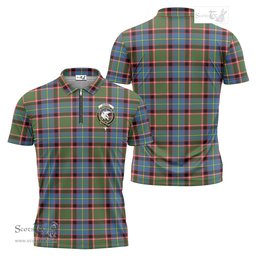 ScotsTee Shop Scottish Norvel Clan Crest Tartan Zipper Polo Shirt