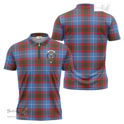 ScotsTee Shop Scottish Spalding Clan Crest Tartan Zipper Polo Shirt