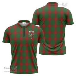 ScotsTee Shop Scottish Middleton Clan Crest Tartan Zipper Polo Shirt
