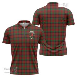 ScotsTee Shop Scottish MacNicol Clan Crest Tartan Zipper Polo Shirt