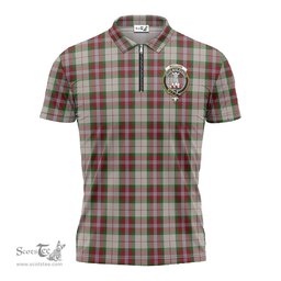 ScotsTee Shop Scottish MacLean Dress Clan Crest Tartan Zipper Polo Shirt