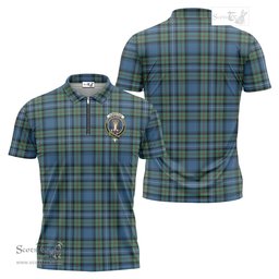 ScotsTee Shop Scottish Robertson Hunting Ancient Clan Crest Tartan Zipper Polo Shirt