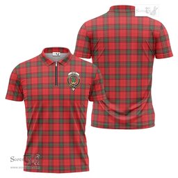 ScotsTee Shop Scottish Seton Modern Clan Crest Tartan Zipper Polo Shirt