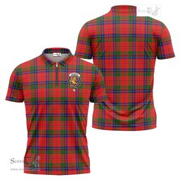 ScotsTee Shop Scottish Nicolson Modern Clan Crest Tartan Zipper Polo Shirt