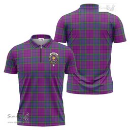 ScotsTee Shop Scottish Wardlaw Modern Clan Crest Tartan Zipper Polo Shirt