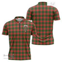ScotsTee Shop Scottish Pollock Modern Clan Crest Tartan Zipper Polo Shirt