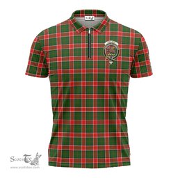 ScotsTee Shop Scottish Pollock Modern Clan Crest Tartan Zipper Polo Shirt