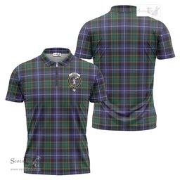 ScotsTee Shop Scottish MacRae Hunting Modern Clan Crest Tartan Zipper Polo Shirt