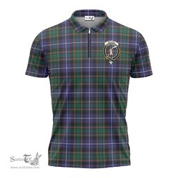 ScotsTee Shop Scottish MacRae Hunting Modern Clan Crest Tartan Zipper Polo Shirt