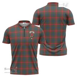 ScotsTee Shop Scottish Wilson Modern Clan Crest Tartan Zipper Polo Shirt