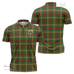 ScotsTee Shop Scottish MacMillan Society of Glasgow Clan Crest Tartan Zipper Polo Shirt
