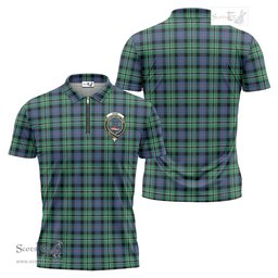 ScotsTee Shop Scottish Rose Hunting Ancient Clan Crest Tartan Zipper Polo Shirt