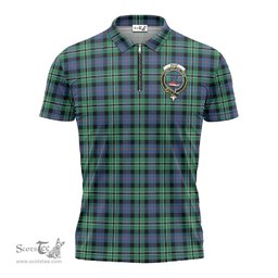 ScotsTee Shop Scottish Rose Hunting Ancient Clan Crest Tartan Zipper Polo Shirt