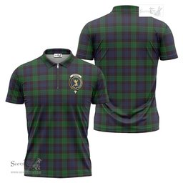ScotsTee Shop Scottish Stewart Old Clan Crest Tartan Zipper Polo Shirt