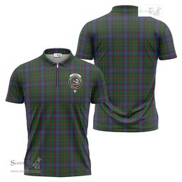 ScotsTee Shop Scottish Skene Clan Crest Tartan Zipper Polo Shirt