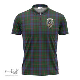 ScotsTee Shop Scottish Skene Clan Crest Tartan Zipper Polo Shirt
