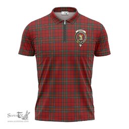 ScotsTee Shop Scottish Stewart of Galloway Clan Crest Tartan Zipper Polo Shirt