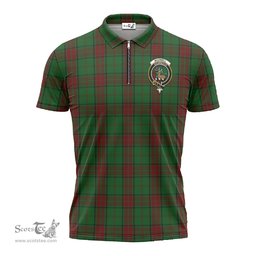 ScotsTee Shop Scottish Maxwell Hunting Clan Crest Tartan Zipper Polo Shirt