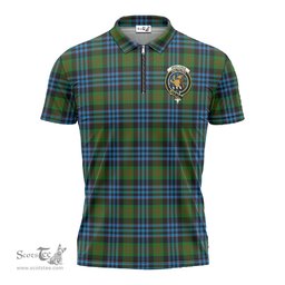 ScotsTee Shop Scottish Newlands of Lauriston Clan Crest Tartan Zipper Polo Shirt