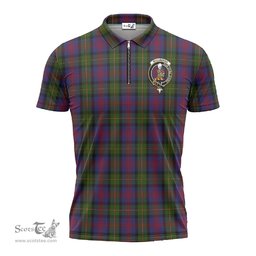ScotsTee Shop Scottish MacLennan Clan Crest Tartan Zipper Polo Shirt