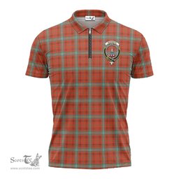 ScotsTee Shop Scottish Morrison Red Ancient Clan Crest Tartan Zipper Polo Shirt