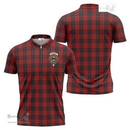ScotsTee Shop Scottish MacLeod of Raasay Highland Clan Crest Tartan Zipper Polo Shirt