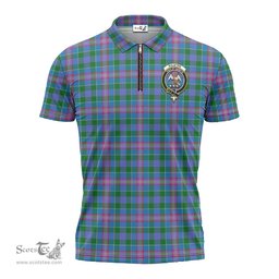 ScotsTee Shop Scottish Ralston Clan Crest Tartan Zipper Polo Shirt