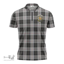 ScotsTee Shop Scottish MacPherson Dress Clan Crest Tartan Zipper Polo Shirt