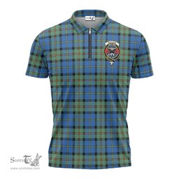 ScotsTee Shop Scottish MacLeod of Harris Ancient Clan Crest Tartan Zipper Polo Shirt