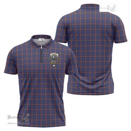 ScotsTee Shop Scottish MacLaine of Lochbuie Clan Crest Tartan Zipper Polo Shirt