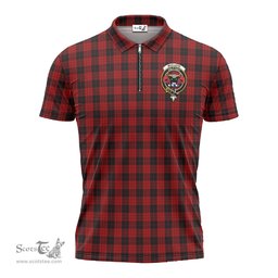 ScotsTee Shop Scottish MacLeod Black and Red Clan Crest Tartan Zipper Polo Shirt
