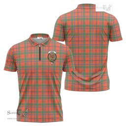 ScotsTee Shop Scottish Munro Ancient Clan Crest Tartan Zipper Polo Shirt