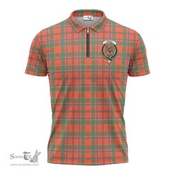 ScotsTee Shop Scottish Munro Ancient Clan Crest Tartan Zipper Polo Shirt