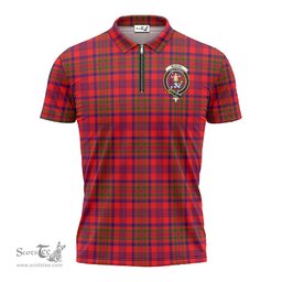 ScotsTee Shop Scottish Murray of Tulloch Modern Clan Crest Tartan Zipper Polo Shirt