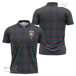 ScotsTee Shop Scottish MacLachlan Hunting Clan Crest Tartan Zipper Polo Shirt