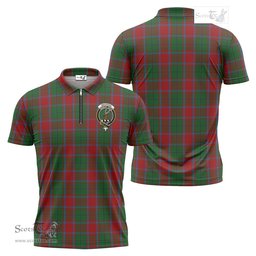 ScotsTee Shop Scottish MacPhail Blue Bands Clan Crest Tartan Zipper Polo Shirt