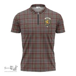 ScotsTee Shop Scottish Nicolson Hunting Weathered Clan Crest Tartan Zipper Polo Shirt