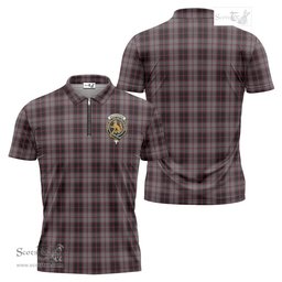 ScotsTee Shop Scottish MacPherson Hunting Clan Crest Tartan Zipper Polo Shirt