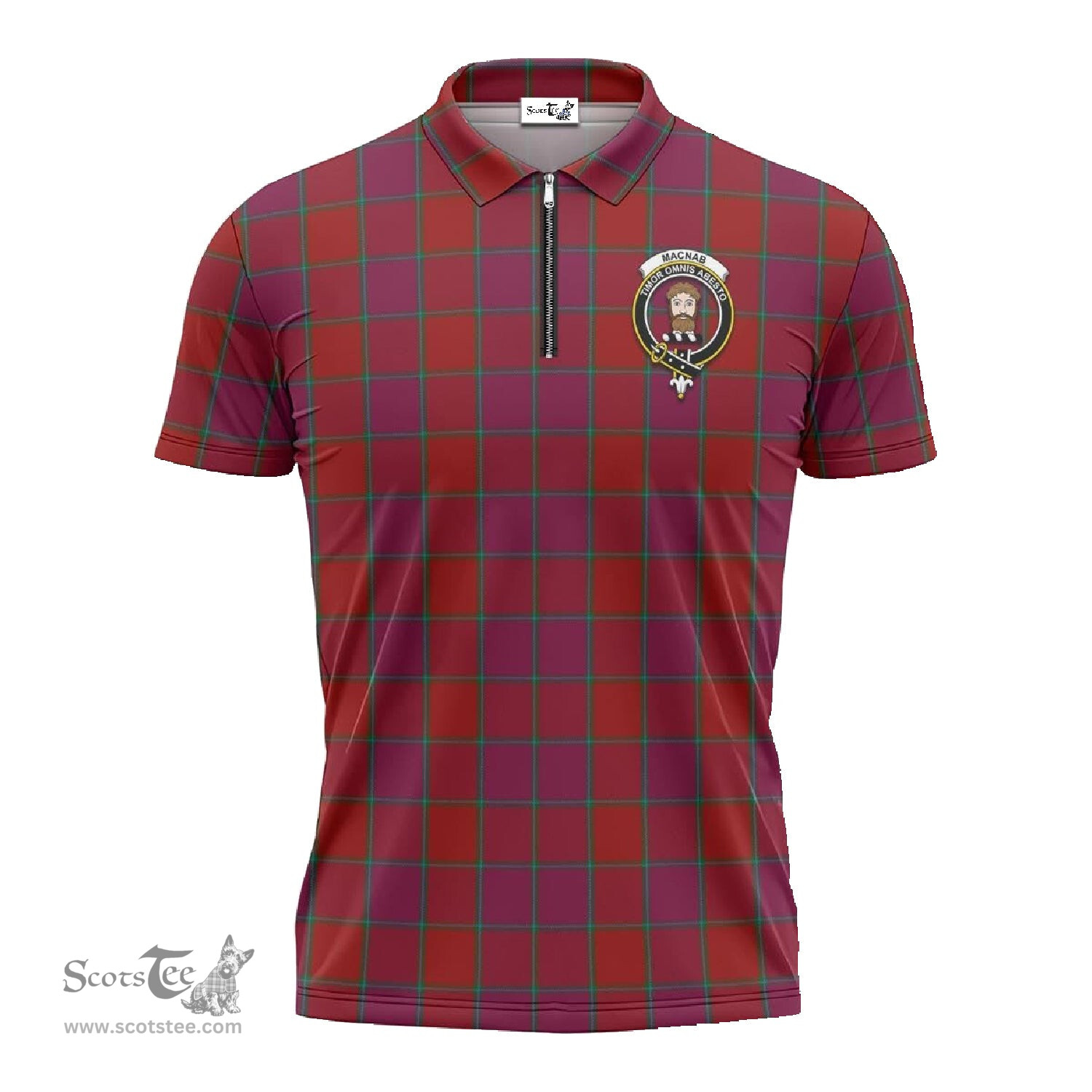 ScotsTee Shop Scottish MacNab Old Clan Crest Tartan Zipper Polo Shirt