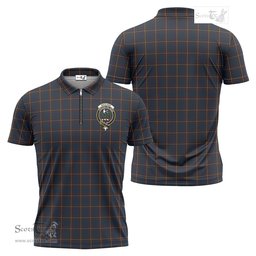 ScotsTee Shop Scottish MacLaine of Lochbuie Hunting Clan Crest Tartan Zipper Polo Shirt