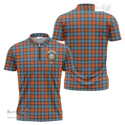 ScotsTee Shop Scottish MacLachlan Ancient Clan Crest Tartan Zipper Polo Shirt