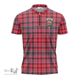 ScotsTee Shop Scottish Straiton Clan Crest Tartan Zipper Polo Shirt