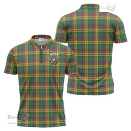 ScotsTee Shop Scottish MacMillan Old Ancient Clan Crest Tartan Zipper Polo Shirt